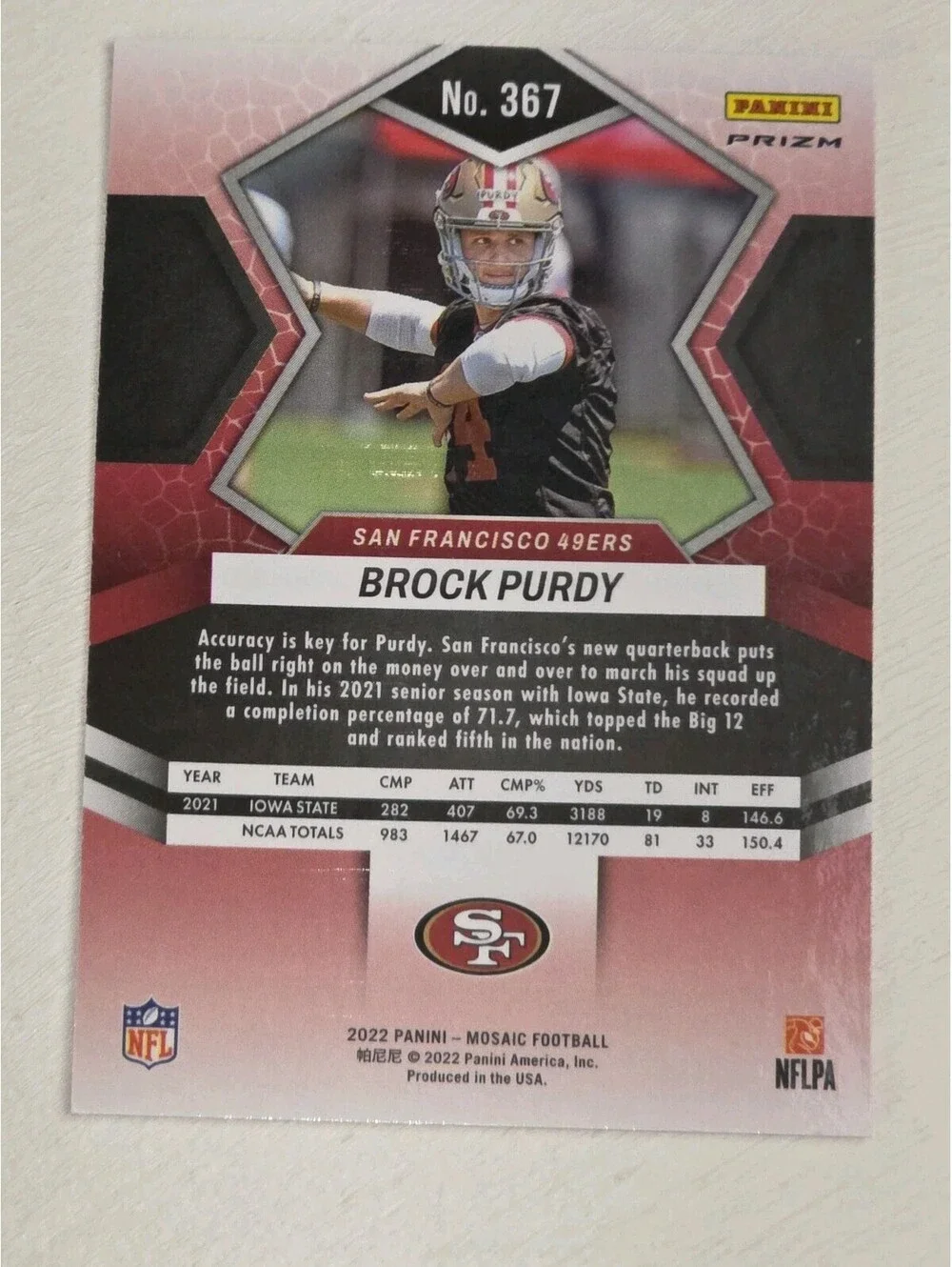 ⚒️🪙2022 Panini Mosaic BROCK PURDY Pink Camo RC 49ers 💠Clean💠